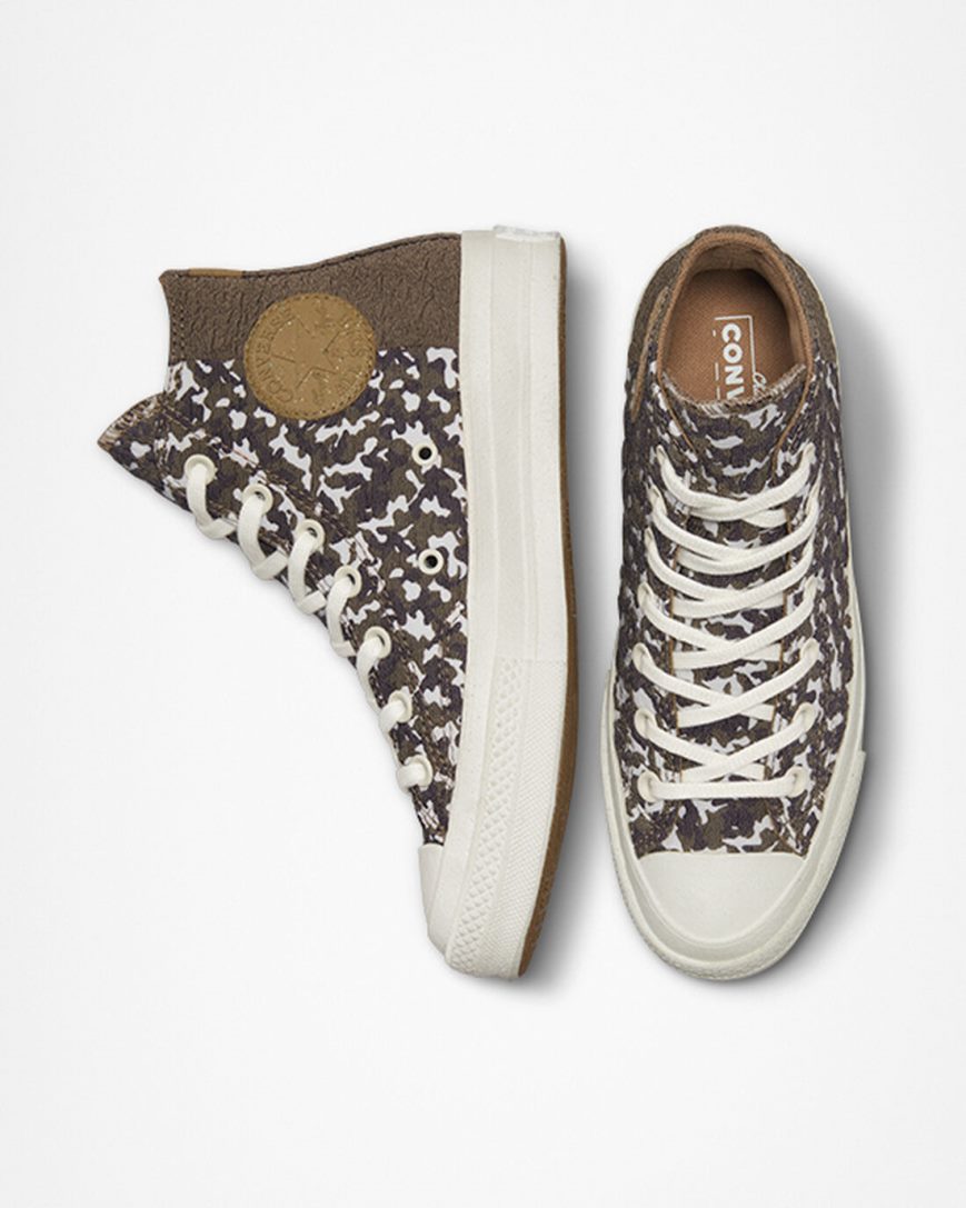 Dámské Boty Vysoké Converse Chuck 70 Split Upper Jacquard Camo Hnědé Tmavě | CZ LJXF68